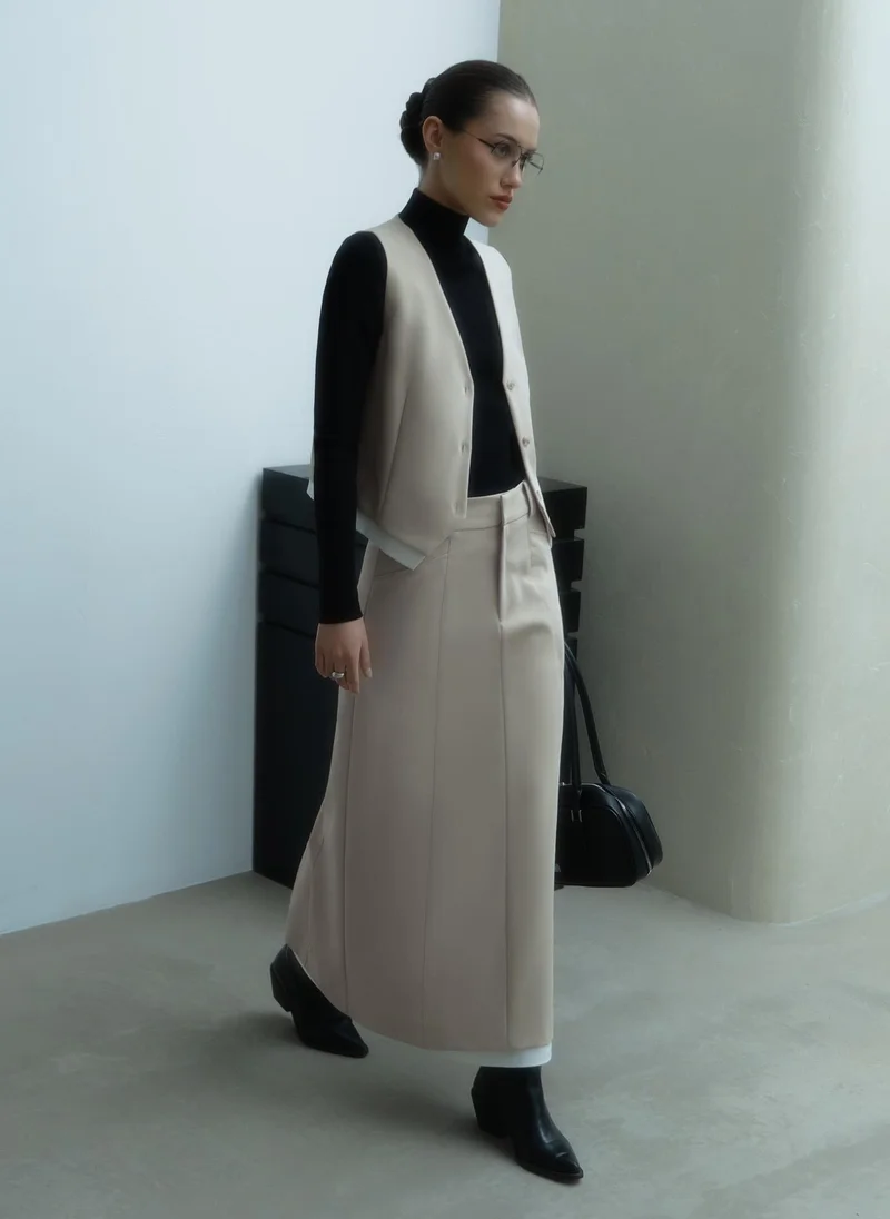 Lichi  Straight maxi skirt with contrast inset for Women | Best Price UAE